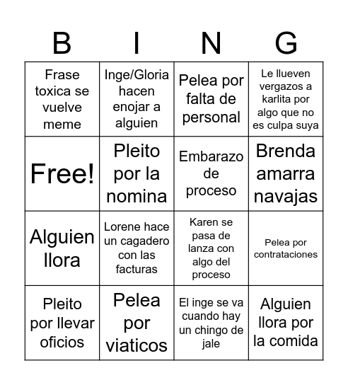 Bingo JD07 Bingo Card