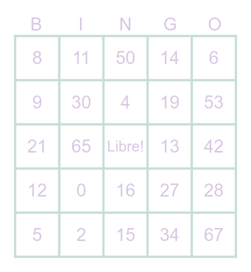 French Bingo Card