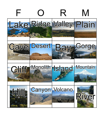 Landforms of Earth Bingo Card