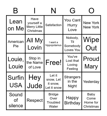 Pete's Music Bingo! Bingo Card