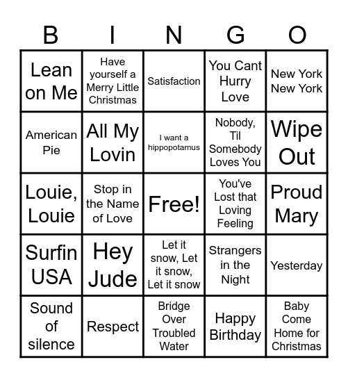 Pete's Music Bingo! Bingo Card
