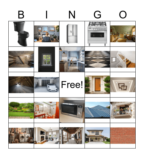 things and parts of the house Bingo Card