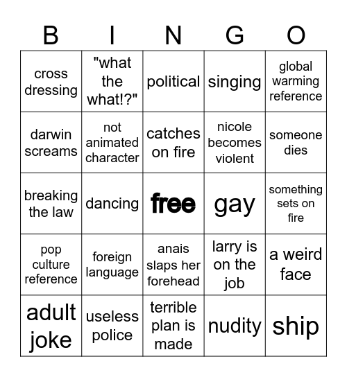 Amazing World of Gumball Bingo Card