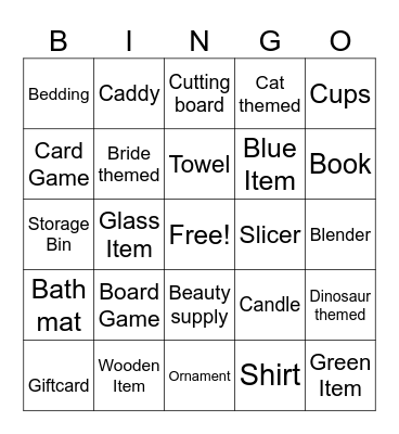 Jill's Bridal Shower Bingo Card