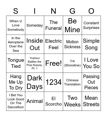 Round 1 - "Indie" Bingo Card