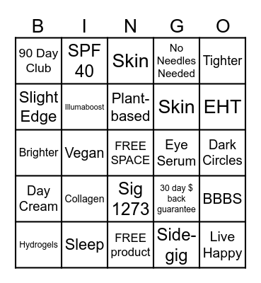 Neora Bingo Card