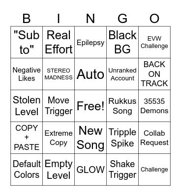 RECENT TAB BINGO Card