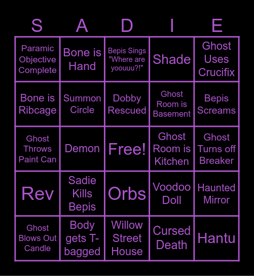 BLACKLIGHT BINGO Card