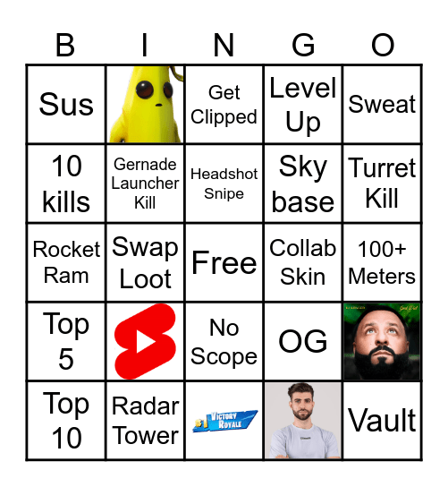 FORTNITE BINGO Card