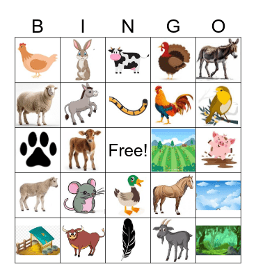 en la granja Bingo Card