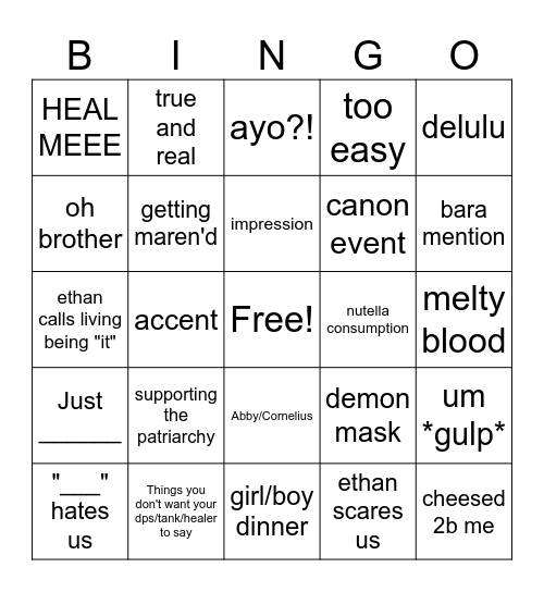 woNdrus taYLES Bingo Card