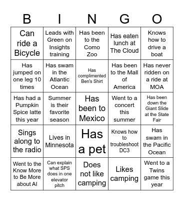 Find someone who: Bingo Card