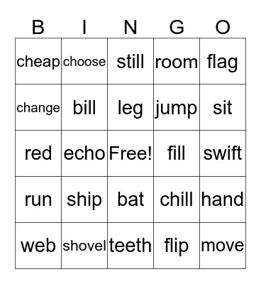 Phoneme Bingo Card