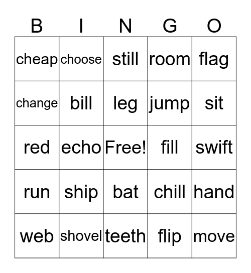 Phoneme Bingo Card