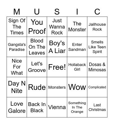 APO Music Bingo Card