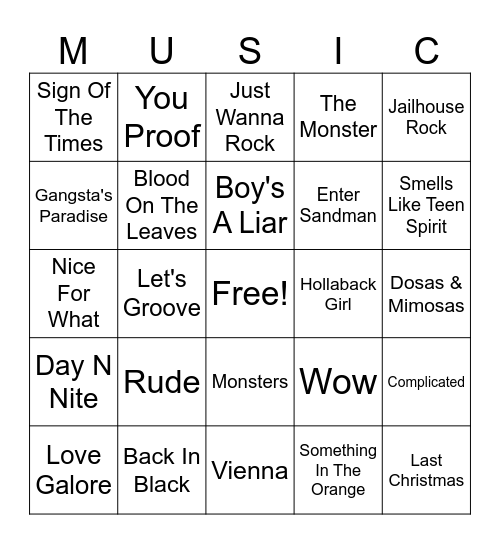APO Music Bingo Card