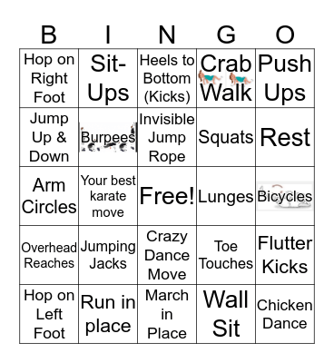 Webelo Fitness Bingo Card