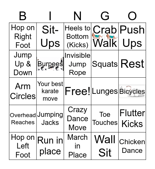 Webelo Fitness Bingo Card
