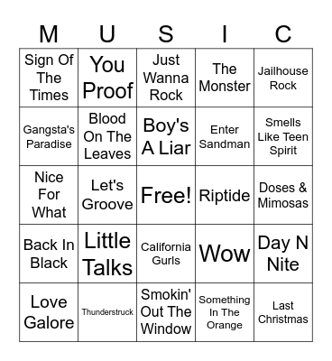APO Music Bingo Card