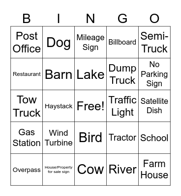 6th Grade Yellowstone Trip Bingo Card
