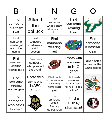🏈 Kickoff to Fall 🏈 Bingo Card