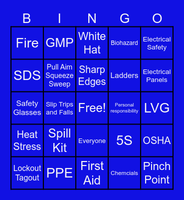 Safety First Bingo Card