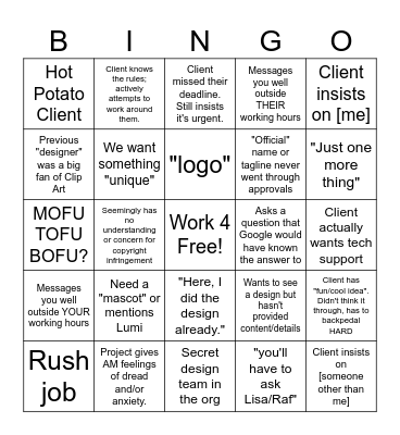 Red Flag Bingo Card
