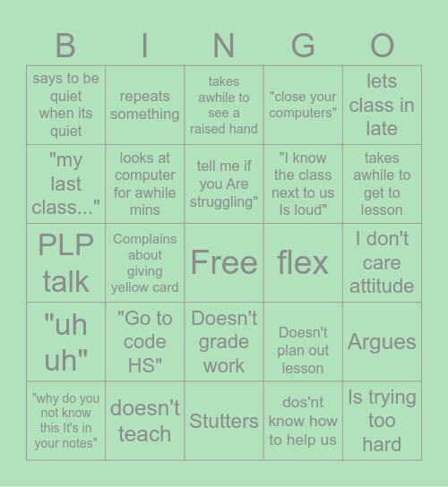 Ms Frazier Bingo Card