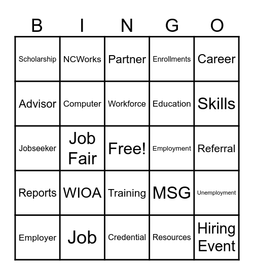 Workforce BINGO Card