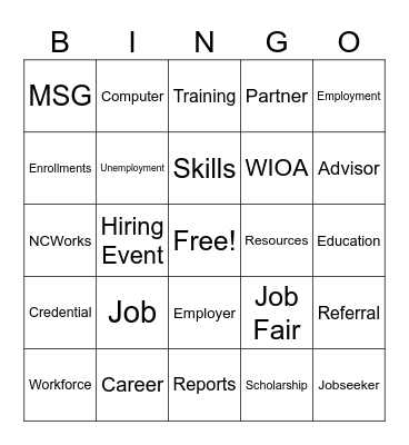 Workforce BINGO Card