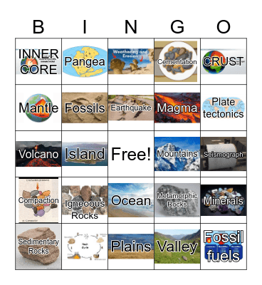 Geology F1 Bingo Card