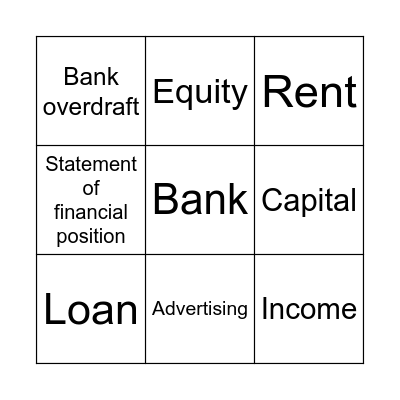 Accounting terms Bingo Card