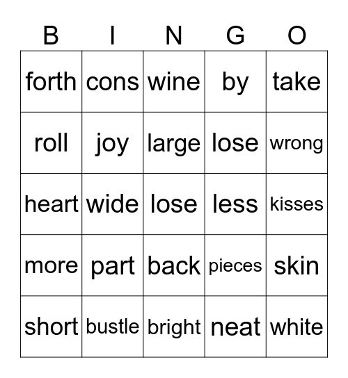 BINOMIALS Bingo Card
