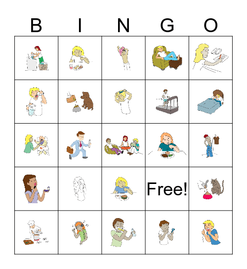 Verbs for Routine Bingo Card