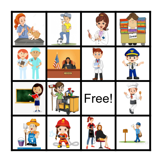 Community Helper Bingo Card