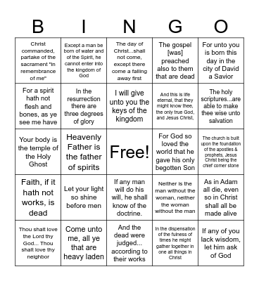 2023 New Testament Doctrinal Mastery Phrases Bingo Card