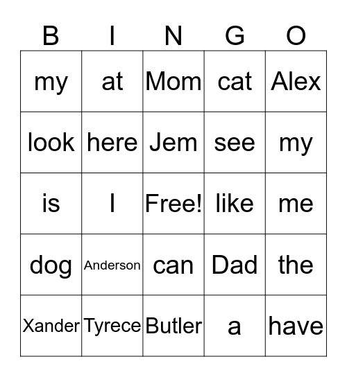Green Group Bingo Card