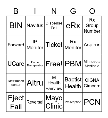 InstyMeds BINGO Card