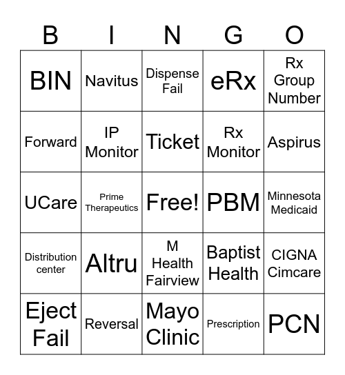 InstyMeds BINGO Card