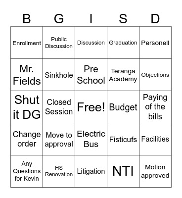 BG Bingo Board Bingo Card