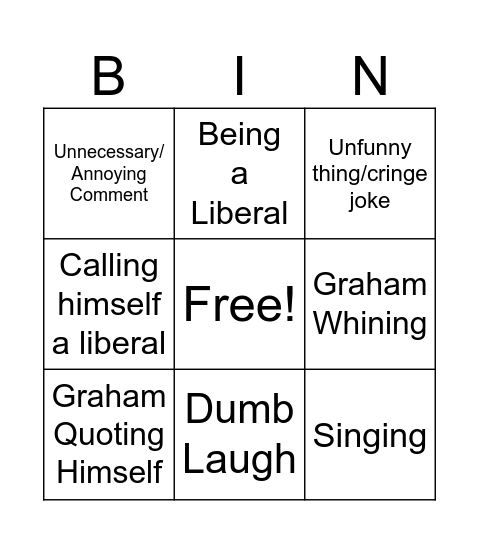 Graham Bingo Card Bingo Card