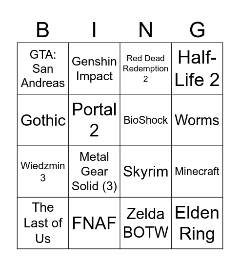 najlepszy gry bonkol Bingo Card