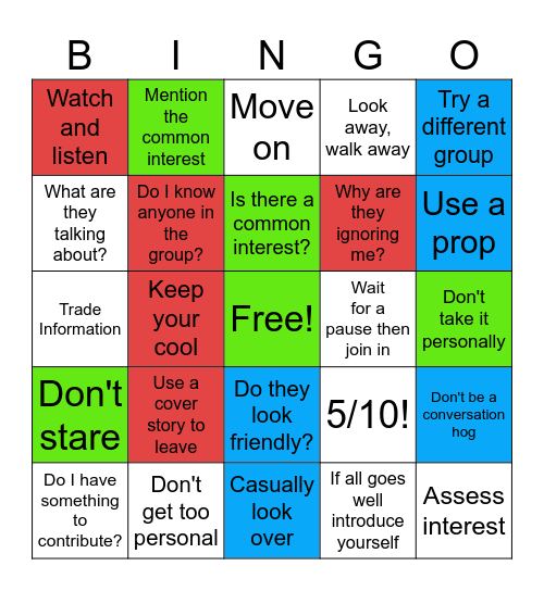 joining and exiting conversations Bingo Card