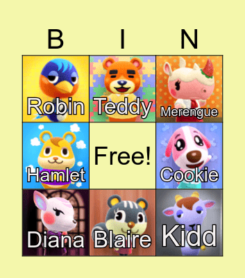 Animal Crossing Bingo Card