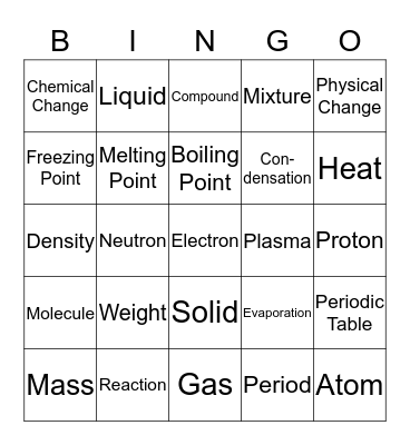 MATTER Bingo Card