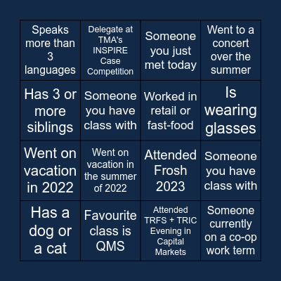 SAF Month: SAF Day Bingo Card