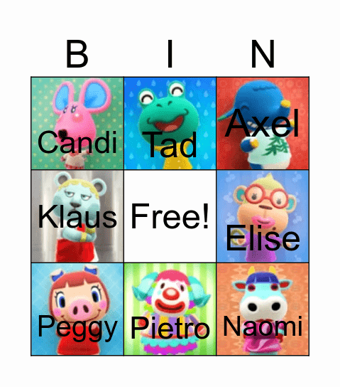 Animal Crossing Bingo Card
