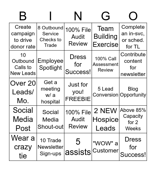 Q1 SPIF BINGO $500, $750 BLACKOUT Bingo Card