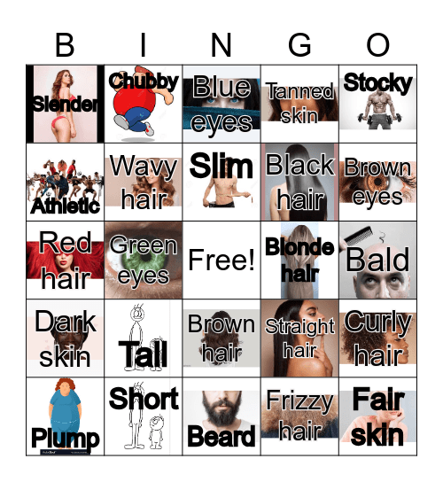 Qualifying adjectives Bingo Card