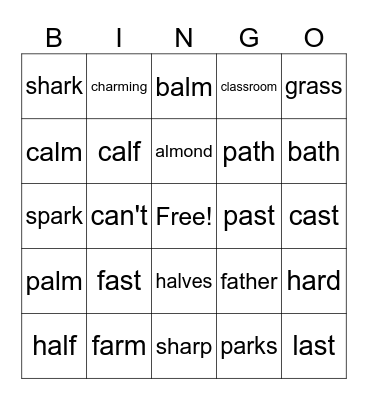 ar / al / a Bingo Card
